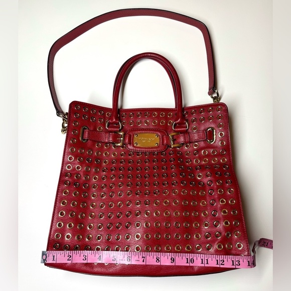 Michael Kors Women’s Leather Large Shoulder Tote Bag with Gold Studs - Picture 5 of 12